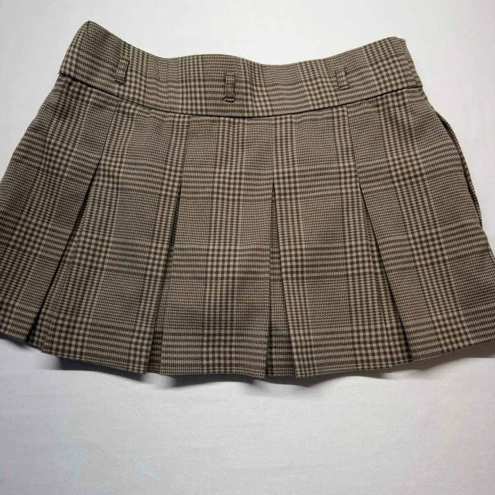 Hollister Plaid Pleated Mini Skort Brown Academia Y2K Preppy Size M - Picture 6 of 8
